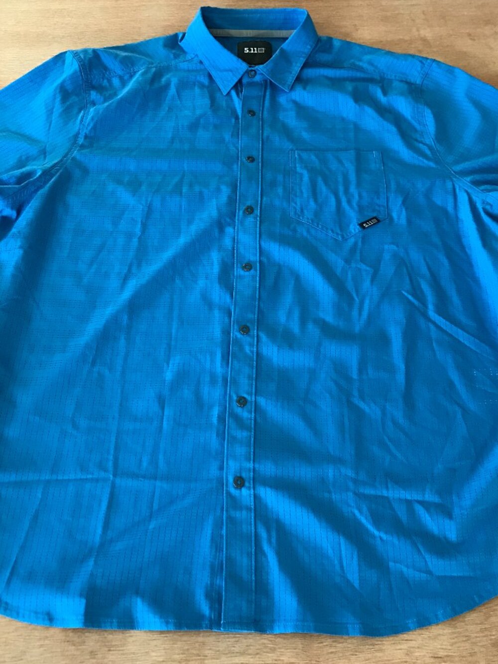 5.11 Tactical Aeriel Top Men XL Blue Textured Grid Pattern Snap Button Vented